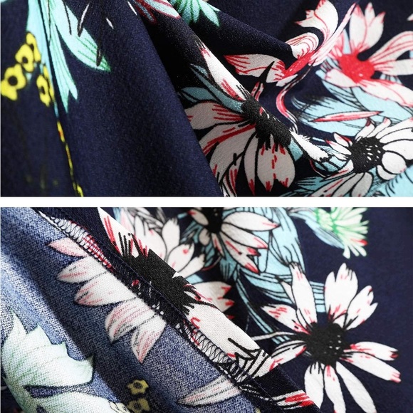 COPY - WERIDEDIRT Vintage Peter Pan Collar Fit & Flare A-Line Swing Dress Blue … - Picture 5 of 13